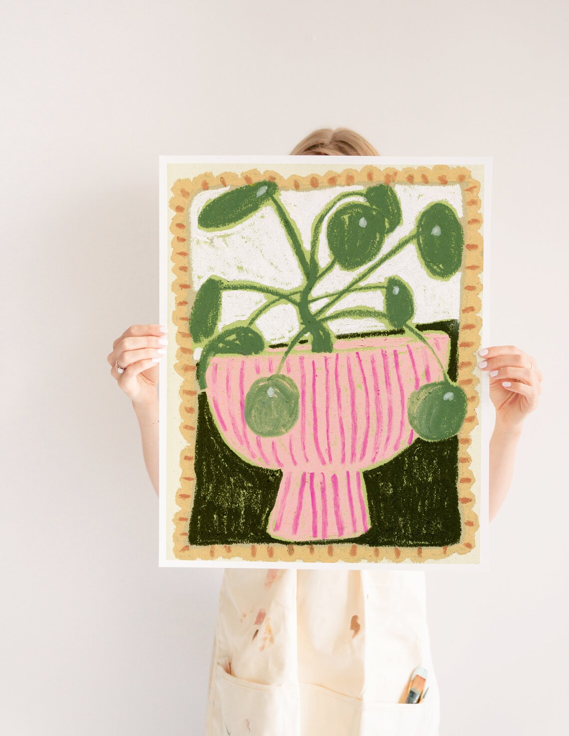 Pilea In A Vase Art Print, Modern Wall Art - Image 2