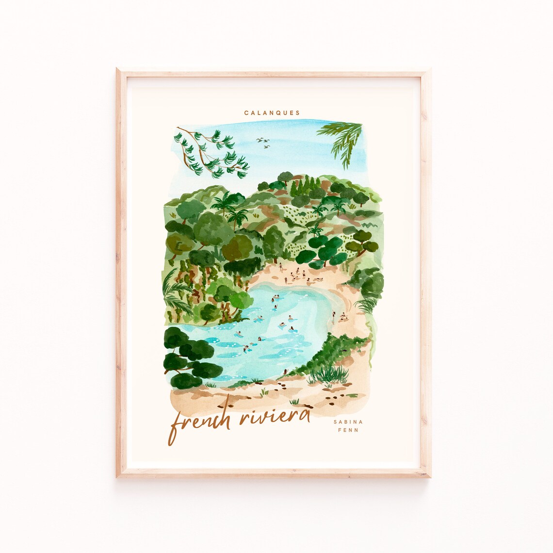 French Riviera Art Print, Mediterranean Coastal Poster