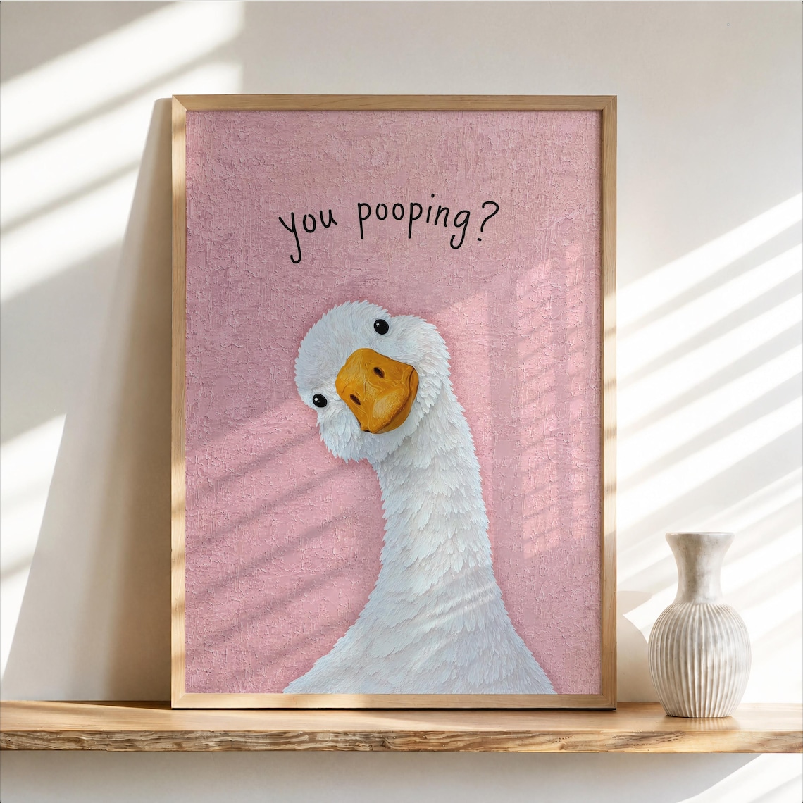 Funny You Poopin Goose Bathroom Sign Quirky Restroom Decor Humorous Farm Animal Poster Geese Wall Art Print Gift - Image 3