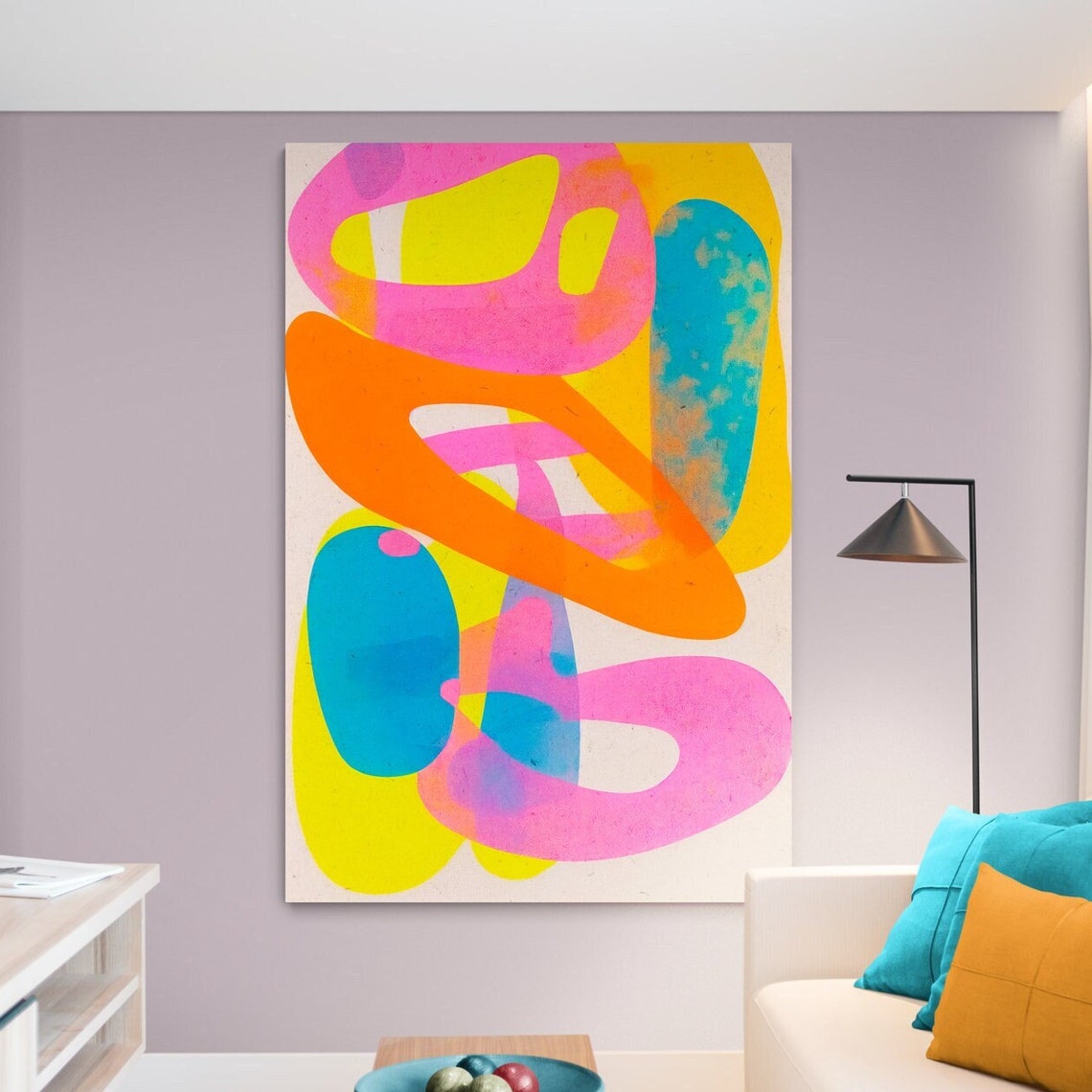 Fine Art Modern Abstract Geometric Painting Print On Canvas Colorful Wall Decor Home
