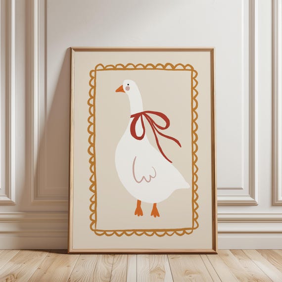 Goose Wall Art Cute Poster Animal Neutral Nursery Kids Room Silly