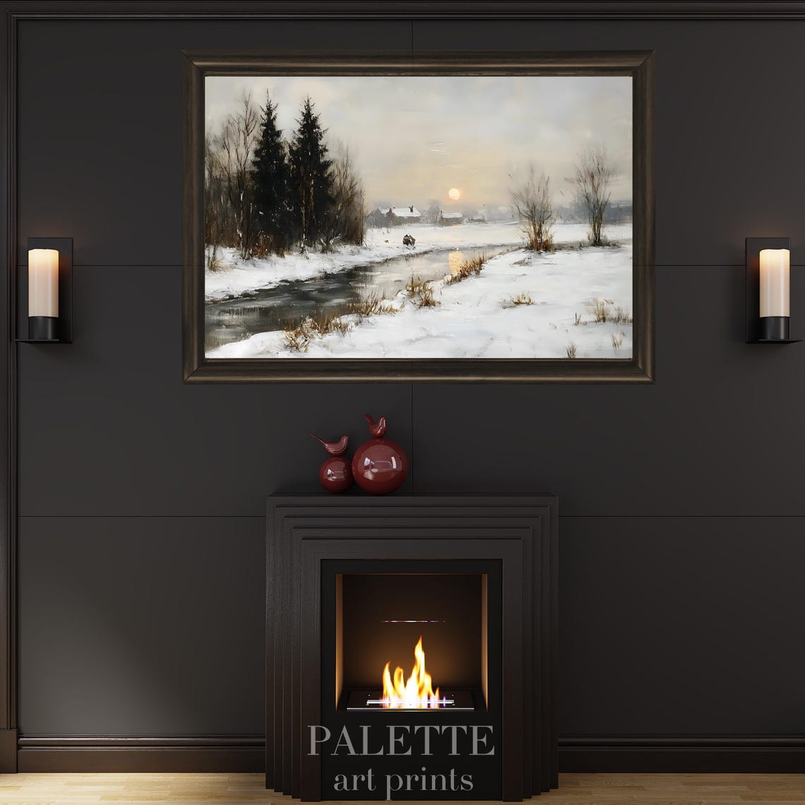 Winter River at Sunrise Soft Morning Light Snowy Scene Poster - Image 3