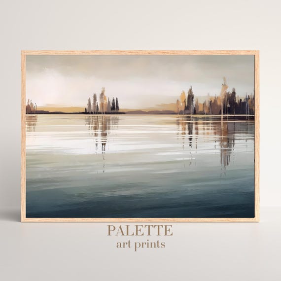 Impressionist Serene Reflective Lake Art Print Tranquil Nature Landscape Painting Calming Wall Decor Imp001