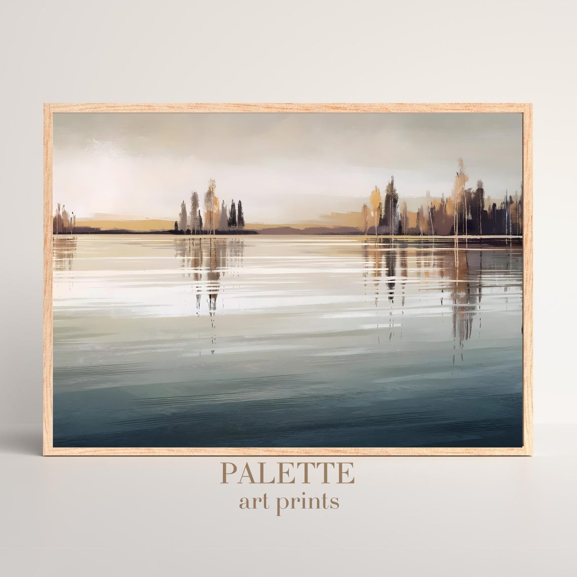 Serene Reflective Lake Trees Impressionist Calm Nature Wall Poster