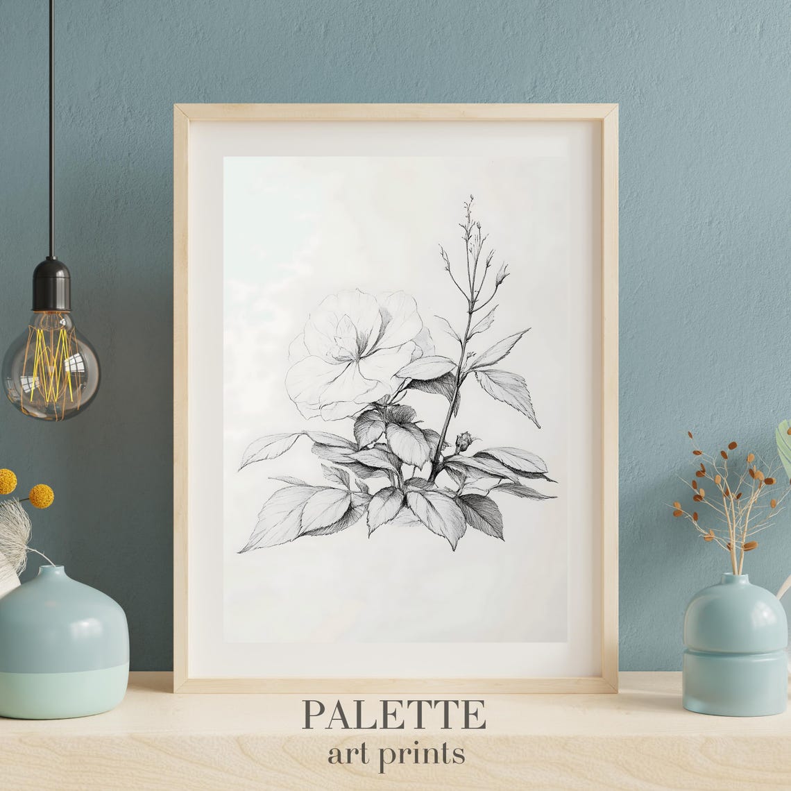 Blooming Flower Botanical Line Sketch Delicate Floral Drawing Poster - Image 3