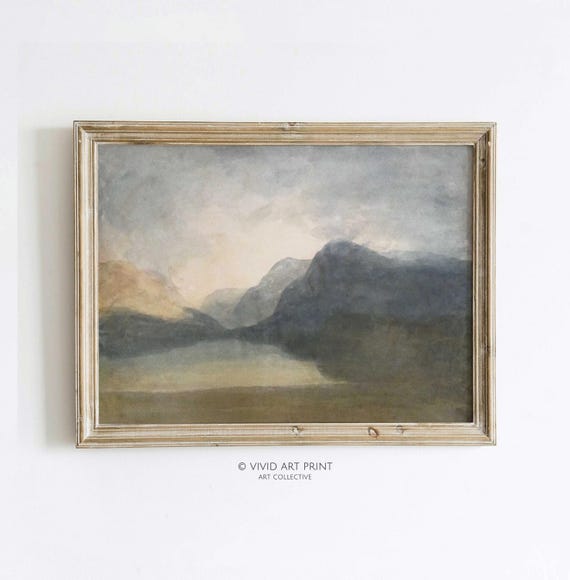 Misty Mountains Landscape Wall Art Vintage Abstract Fine Art Decor Nursery Vivid Art Print Jt 217