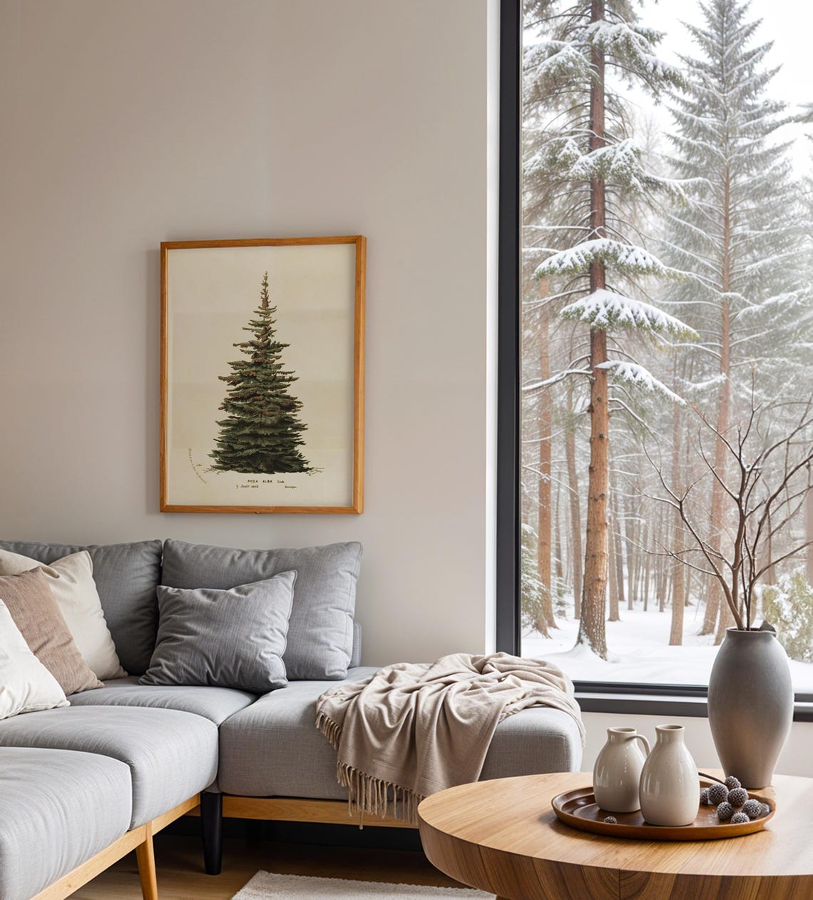 Neutral Christmas Tree Botanical Illustration, Vintage Art Print - Image 3