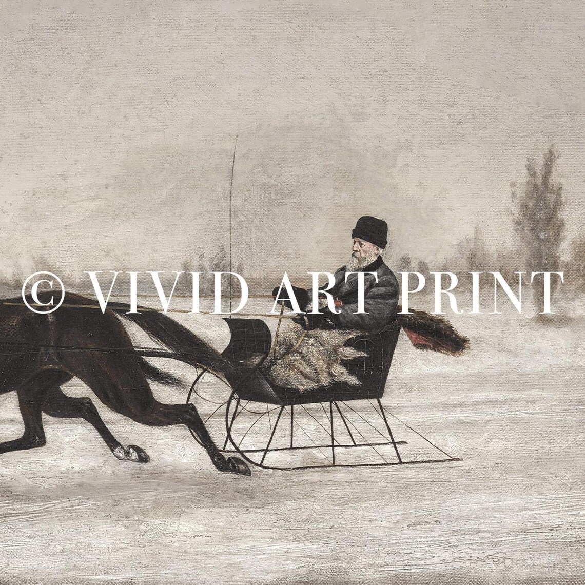 Vintage Winter Sleigh Ride, Christmas Holiday Decor - Image 4