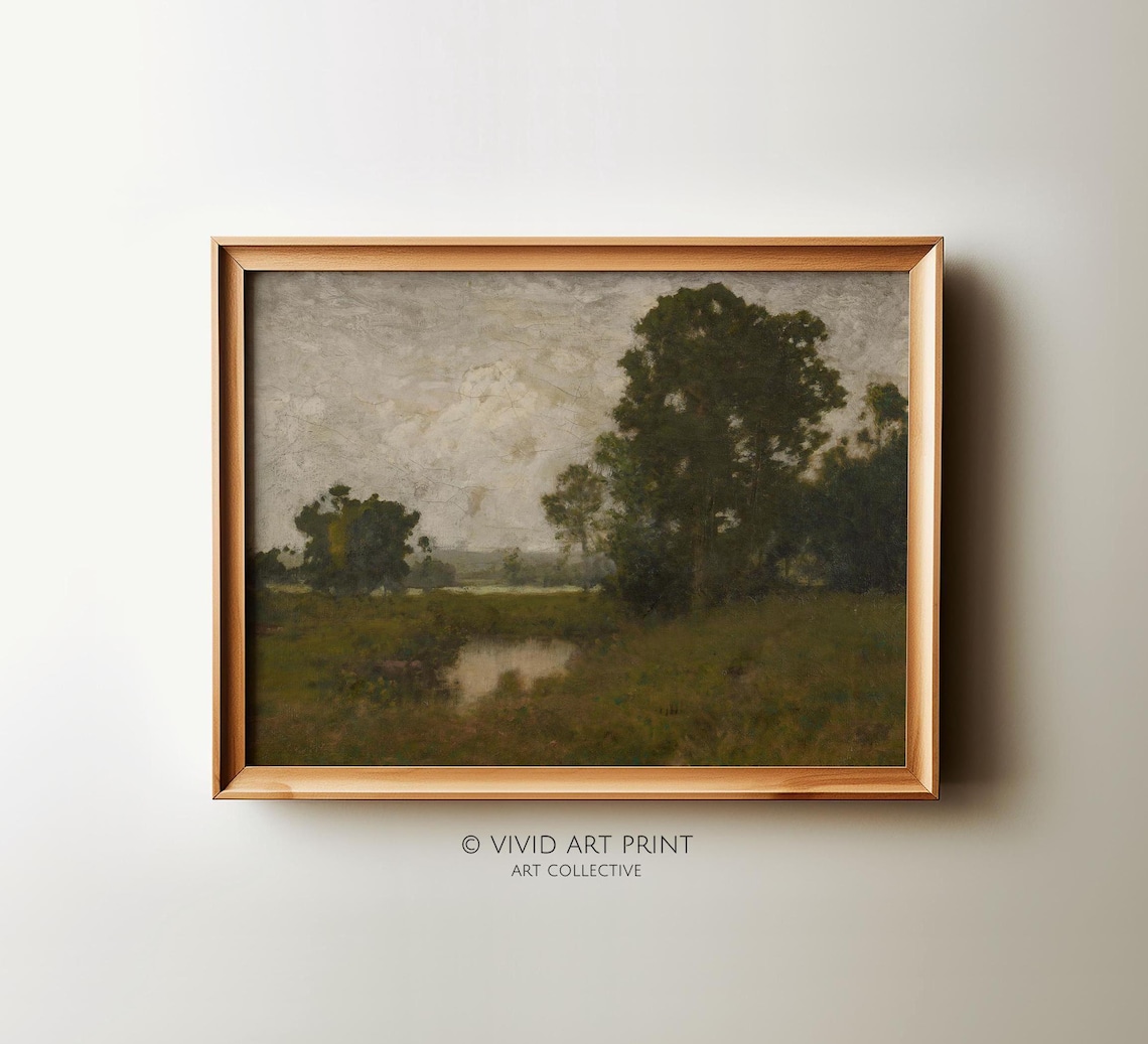 Moody Countryside Landscape, Vintage Tonalist Art Print