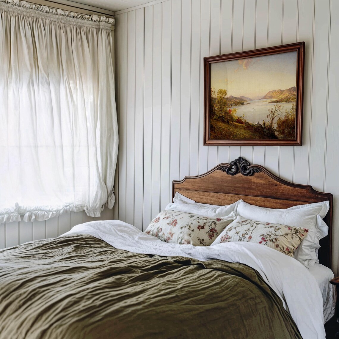 Autumn Lake Vintage Landscape, Rustic Cozy Farmhouse - Image 2