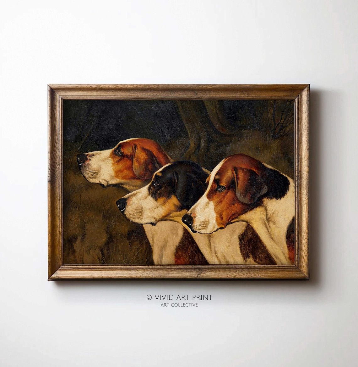 Antique Hunting Dogs Vintage Rustic Farmhouse Art Print
