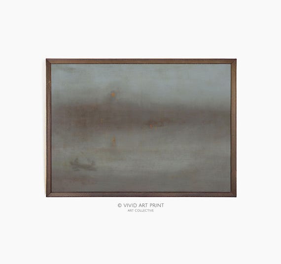 Abstract Misty Shore Vintage Landscape Art Print