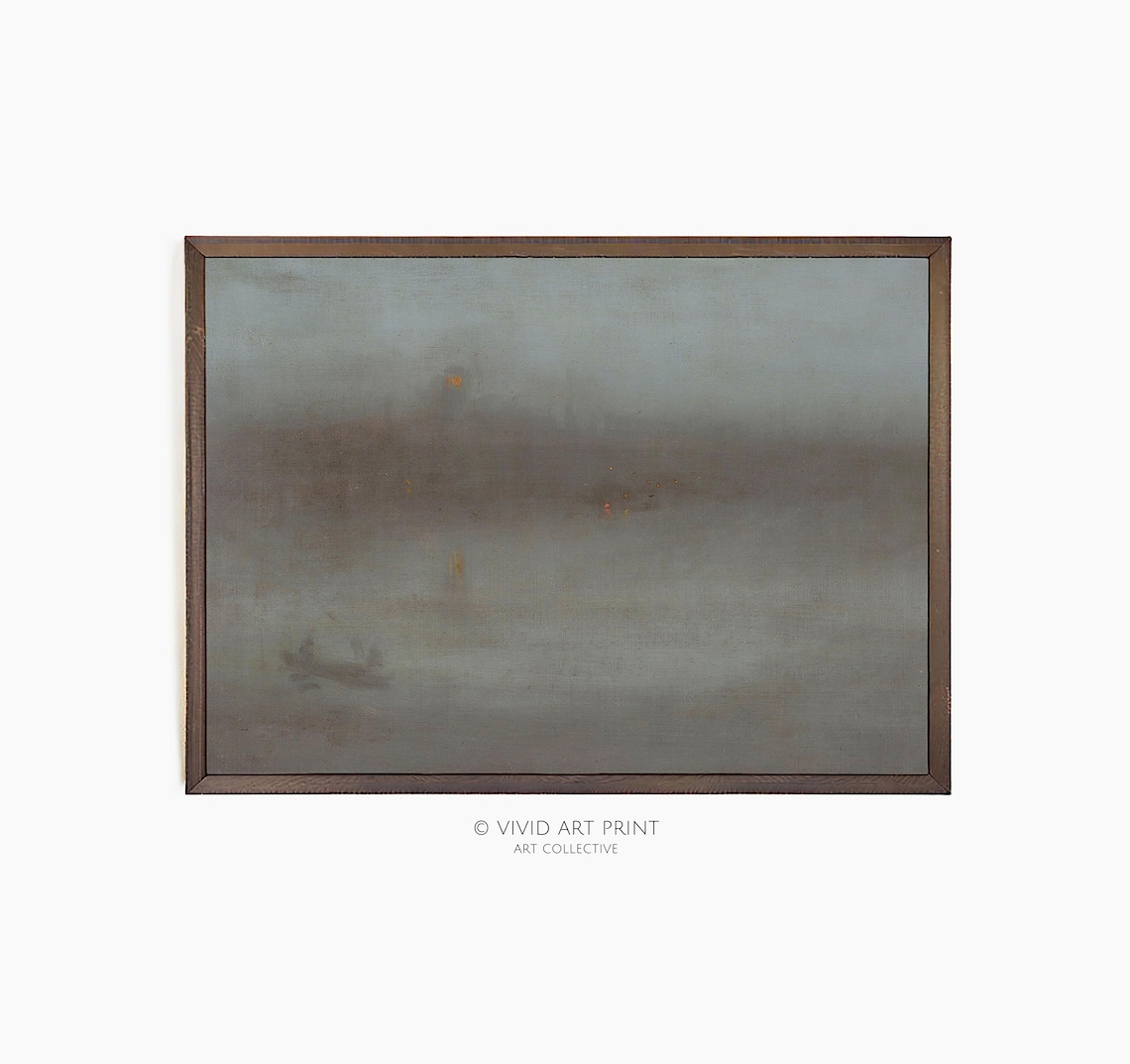 Abstract Misty Shore Vintage Landscape Art Print
