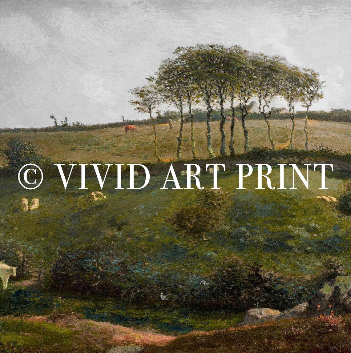 Antique Pastoral Valley Landscape, Vintage Rustic Art Print - Image 4