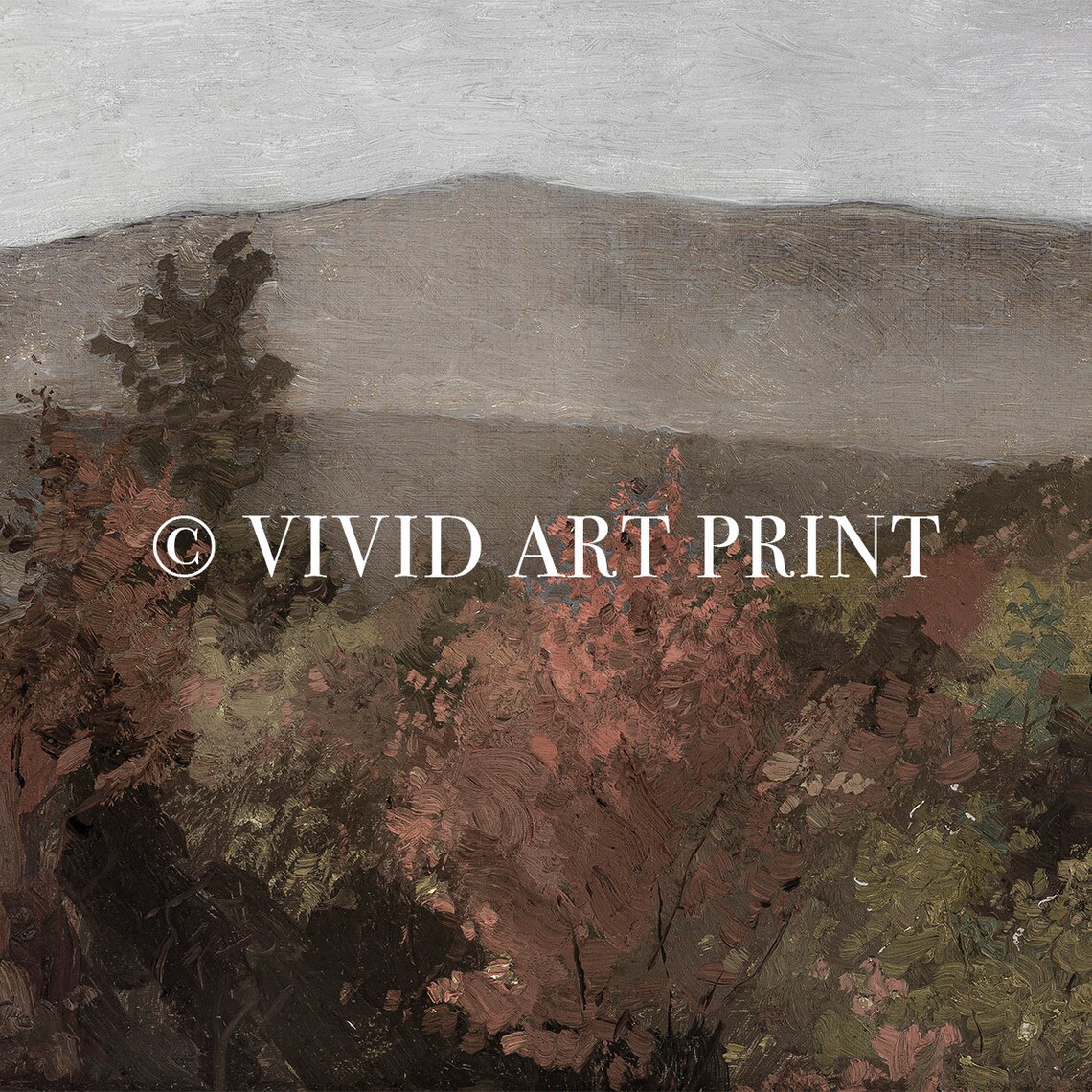 Vintage Autumn Tree Tops, Seasonal Landscape Art Print - Image 4