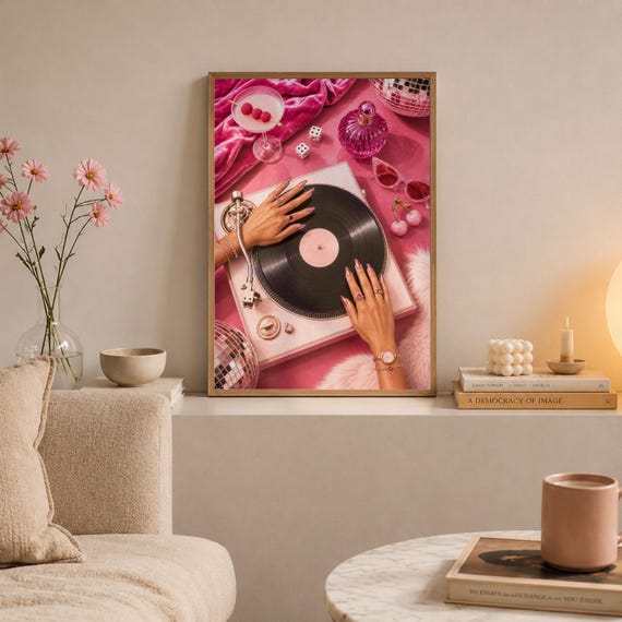 Retro Turntable Leopard Vinyl Record Art Print