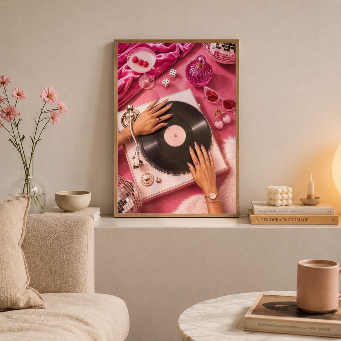 Retro Turntable Leopard Vinyl Record Art Print