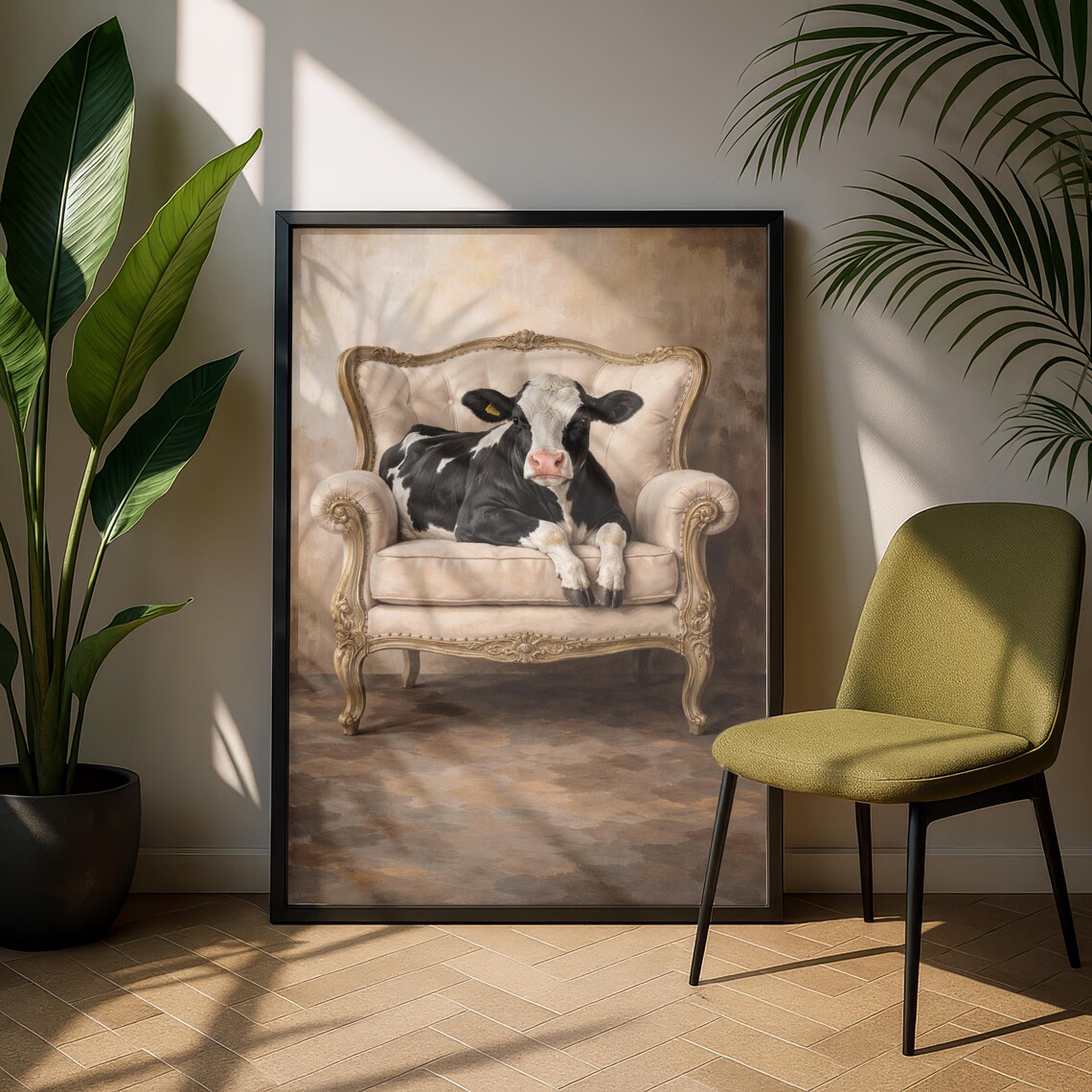 Cow Portrait, Vintage Animal Poster Print