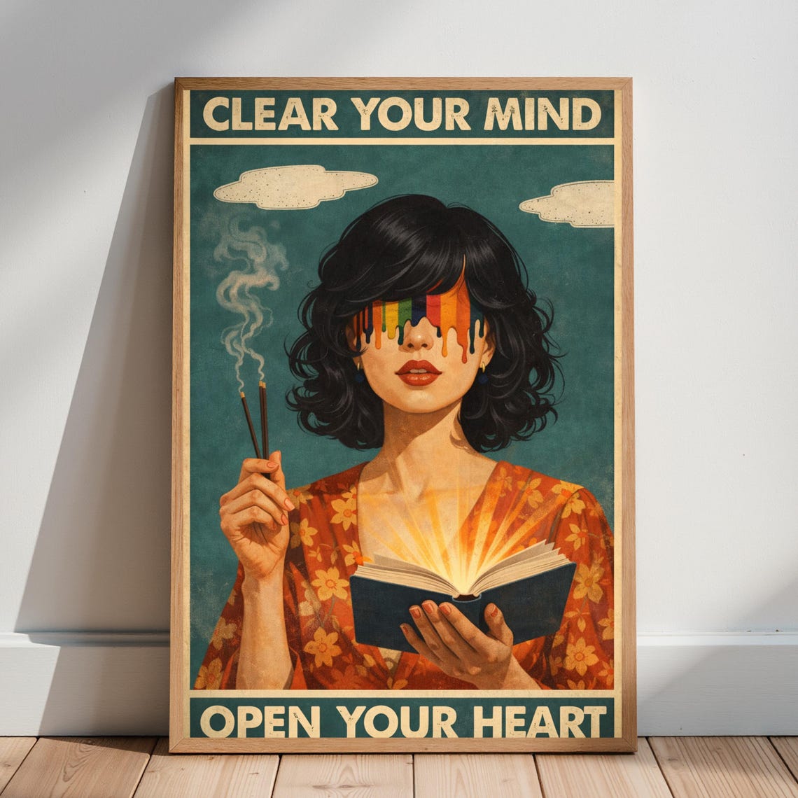 Clear Your Mind Surreal Woman Portrait Vintage Style Wall Poster