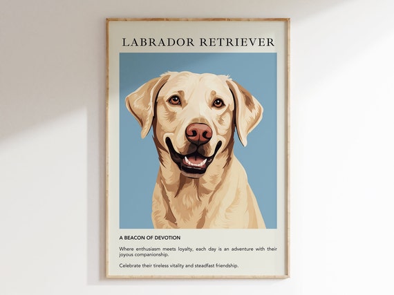 Labrador Retriever Dog Poster Print Gift For Lovers Breed Art Painting Trendy Wall Decor Minimalist Modern Illustration