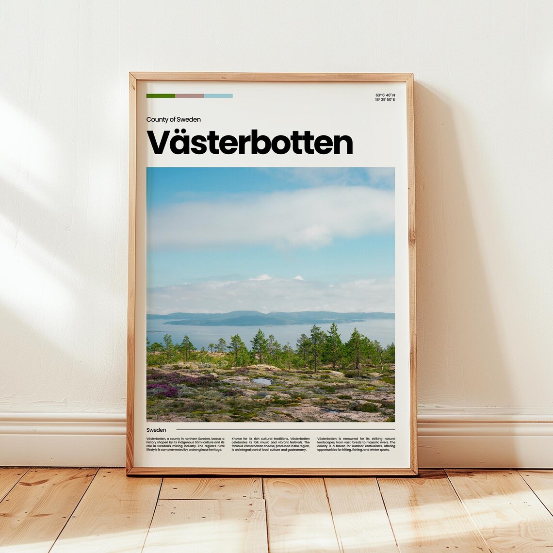 Vasterbotten Poster Print Travel Sweden Gift