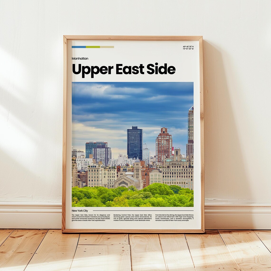 Upper East Side Manhattan Skyline Central Park New York Travel Poster