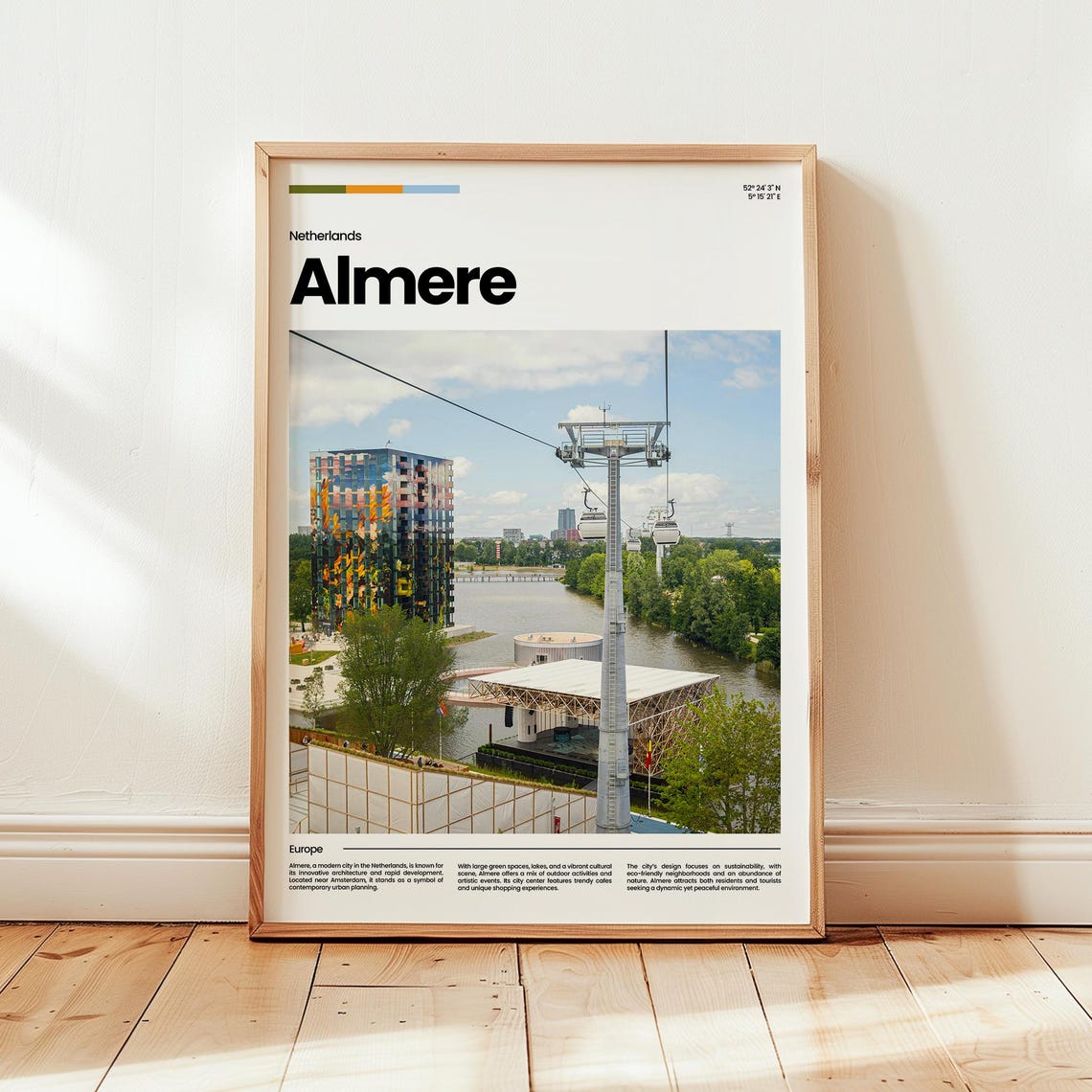 Almere Netherlands Cable Car Modern Architecture Photo Travel Poster