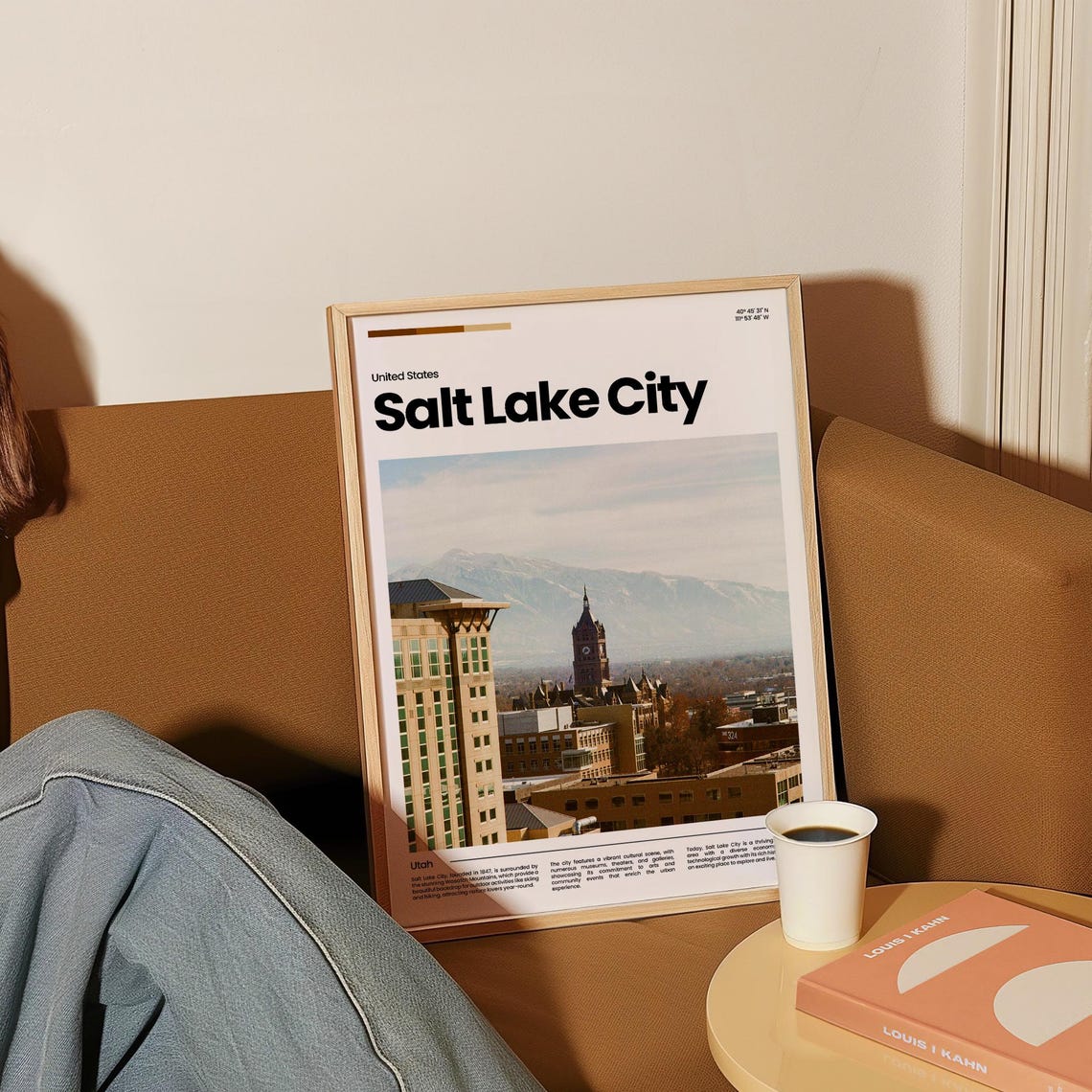 Salt Lake City Utah Downtown Snow Mountain Backdrop Urban Poster - Image 4