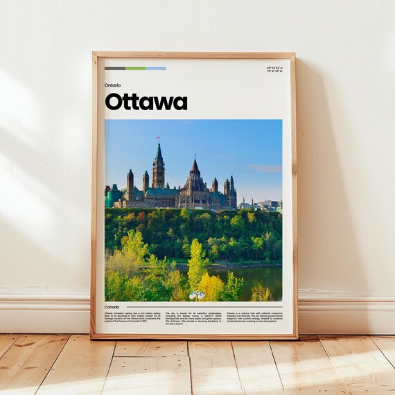 Ottawa Ontario Canada Travel Poster Parliament Hill Cityscape Photo Art