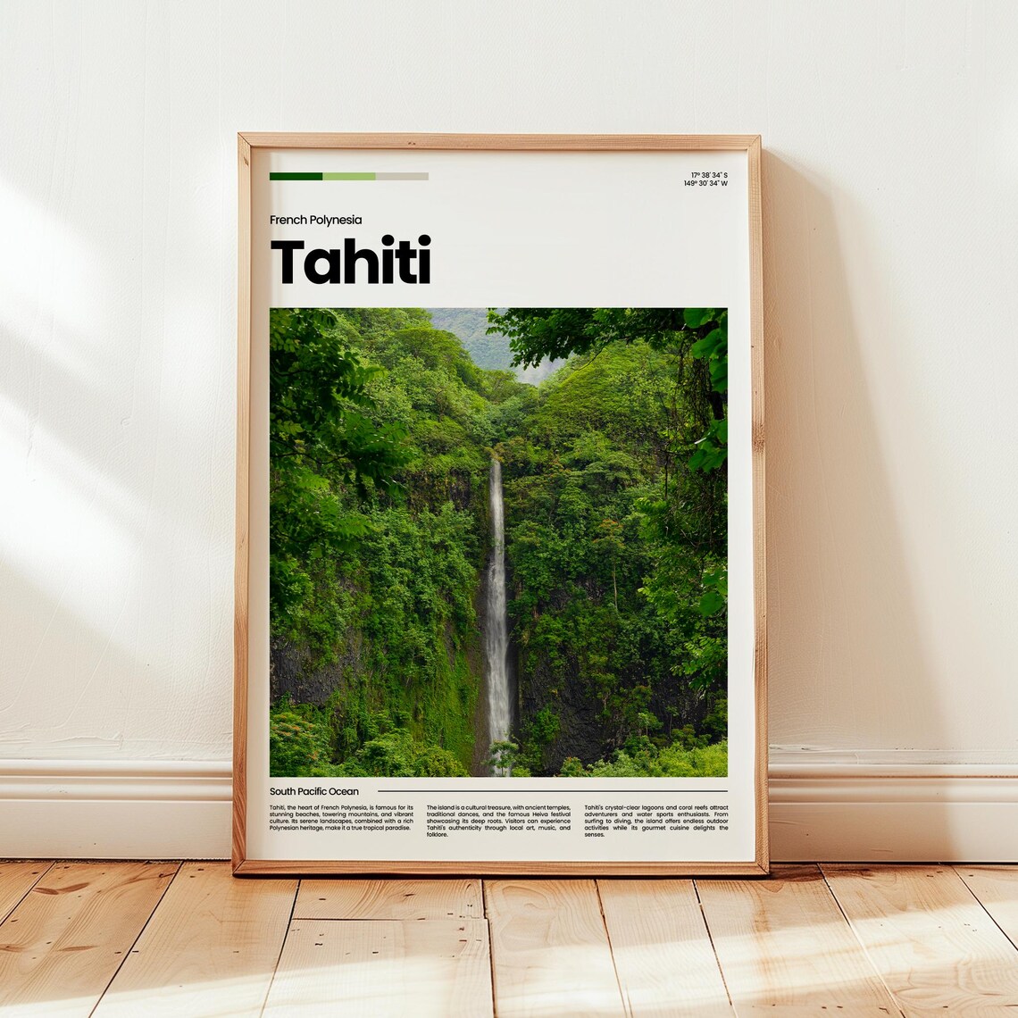 Tahiti French Polynesia Jungle Waterfall Tropical Photo Travel Poster