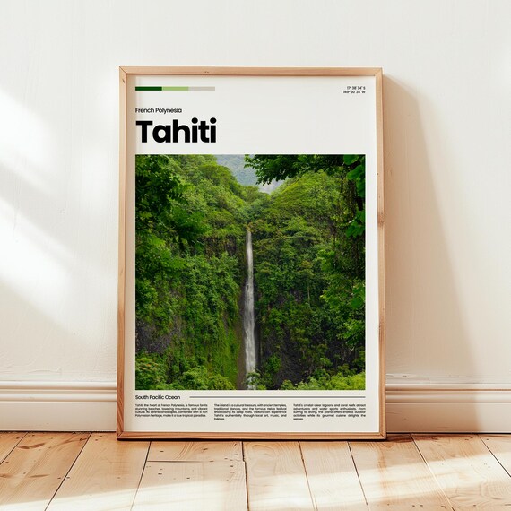 Tahiti Poster Print Photo Wall Art France French Polynesia Travel Gift