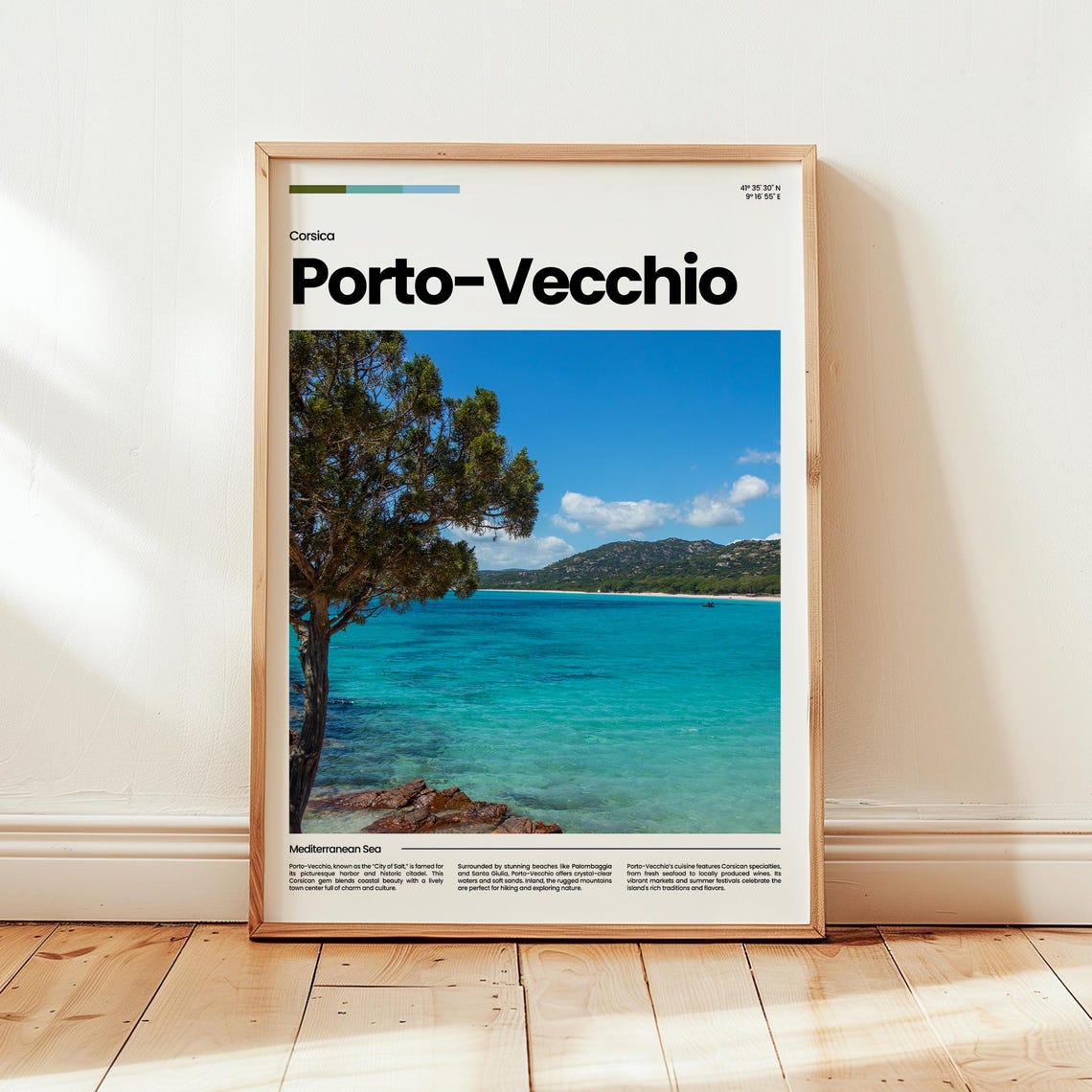 Porto-Vecchio Corsica Turquoise Bay Pine Trees Beach Travel Poster