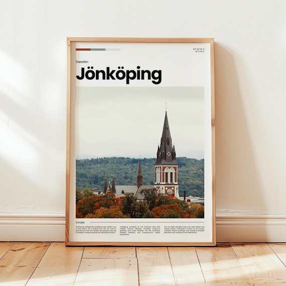 Jonkoping Sweden Historic Church Spire Autumn City Photo Poster