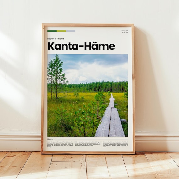 Kanta-Häme Finland Wooden Bog Boardwalk Pine Mire Modern Travel Poster