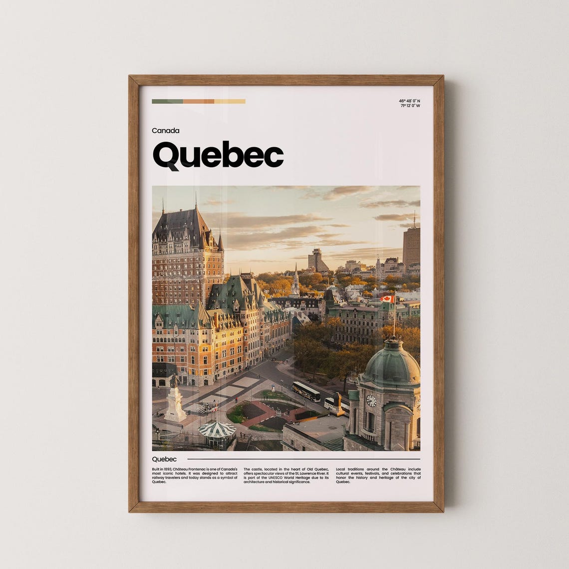 Quebec City Chateau Frontenac Sunset Old Town Canada Travel Poster