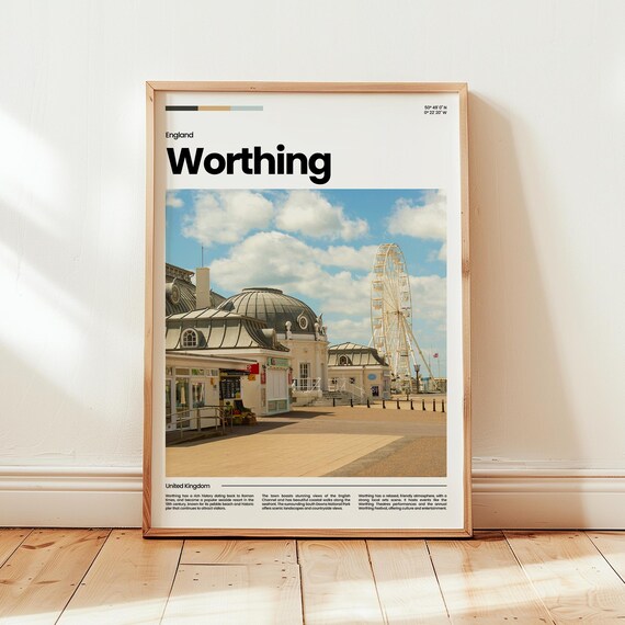 Worthing Pier Ferris Wheel England Seaside Photo Travel Poster