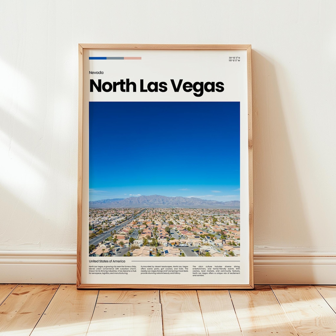North Las Vegas Nevada Desert City Aerial Photo Travel Poster