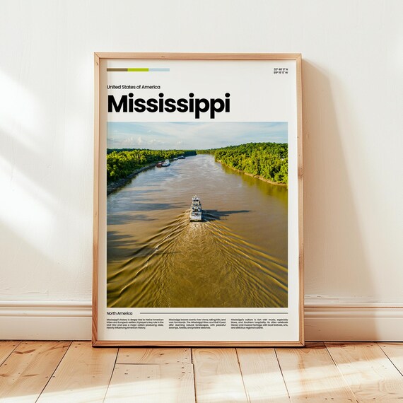 Mississippi Poster Print Photo Wall Art Usa United States Travel Gift