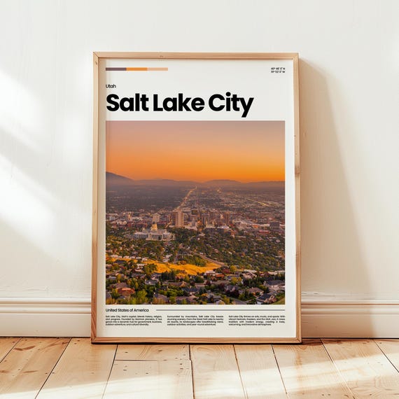 Salt Lake City Poster Print Photo Wall Art Utah Travel Gift