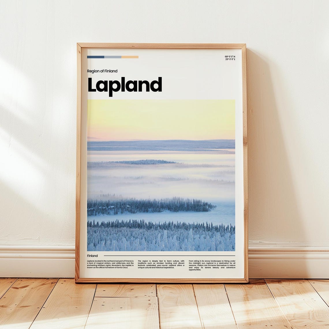Lapland Finland Arctic Winter Tundra Dawn Minimalist Travel Poster