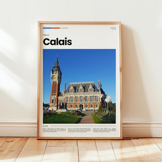 Calais France Northern Town Hall Landmark Photo Travel Poster
