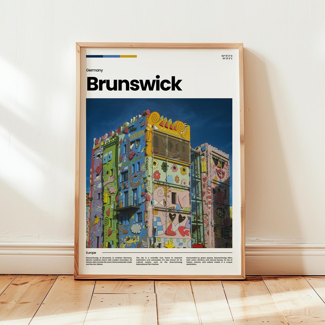 Brunswick Germany Colorful Happy Rizzi House Architecture Travel Poster