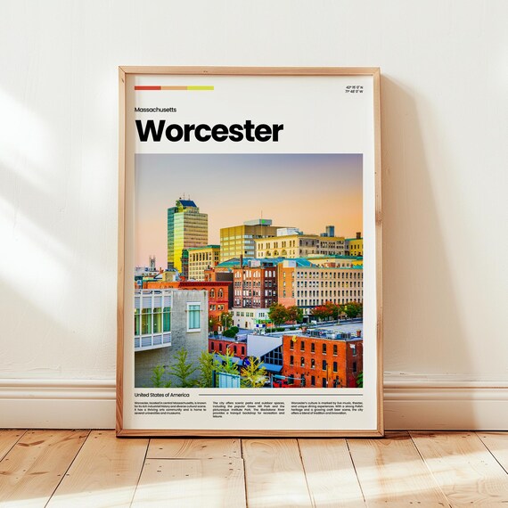 Worcester Poster Print Photo Massachusetts Travel Gift