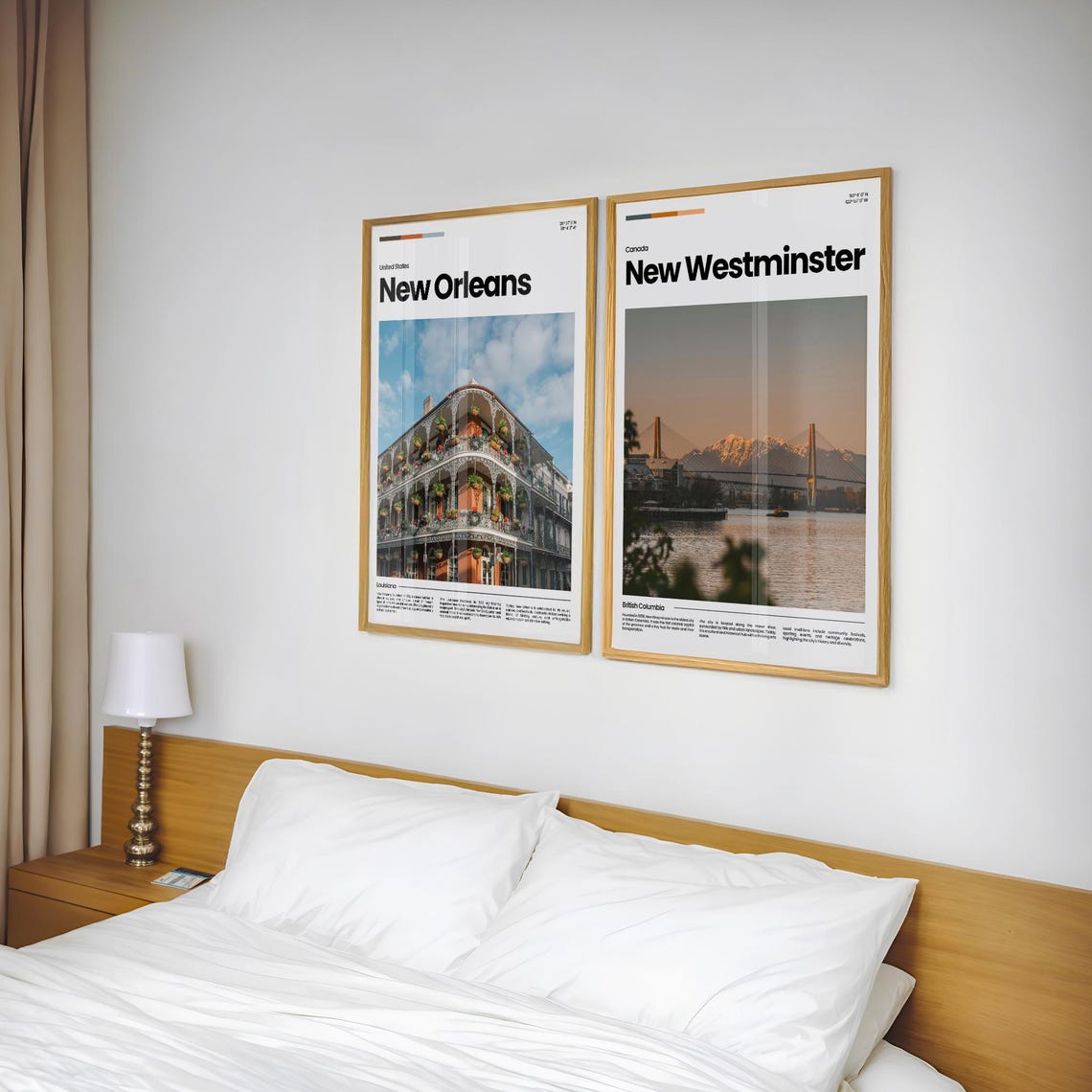 New Westminster SkyBridge Sunset Fraser River Mountains Travel Poster - Image 2