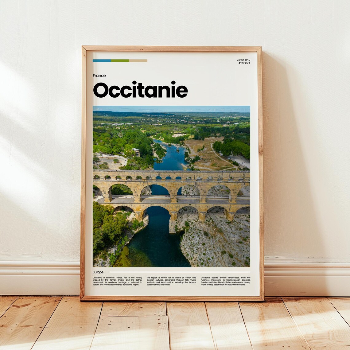 Occitanie France Pont du Gard Ancient Roman Aqueduct Travel Poster