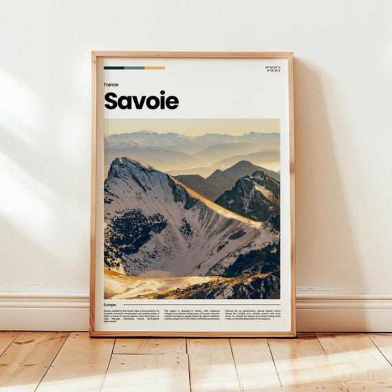 Savoie France Snowy Alps Mountain Photography Travel Poster Winter