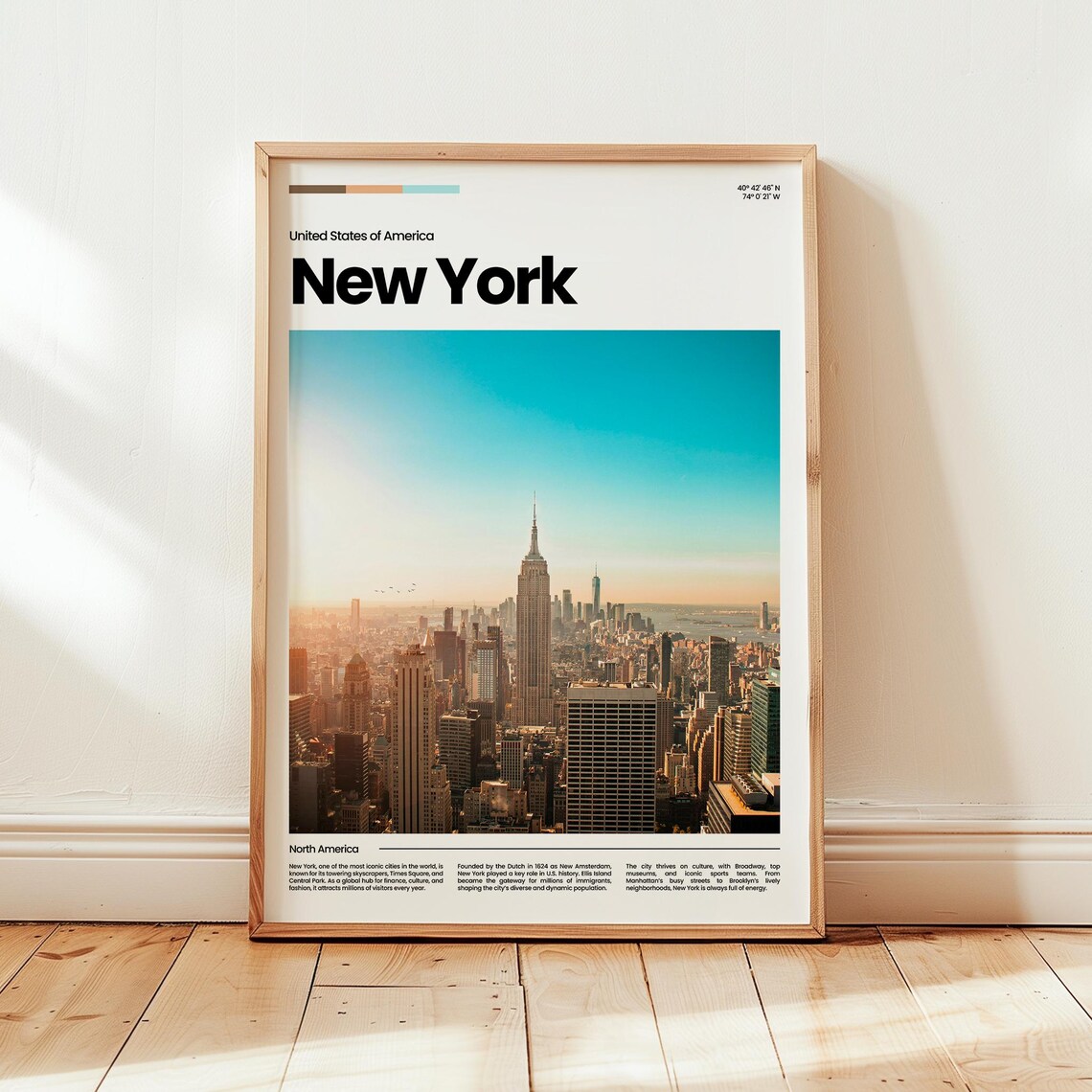 New York Manhattan Skyline Empire State Building Travel Poster