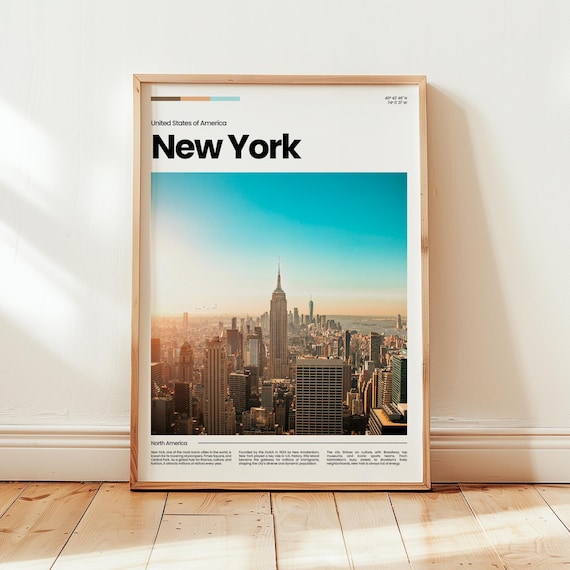 New York Manhattan Skyline Empire State Building Travel Poster