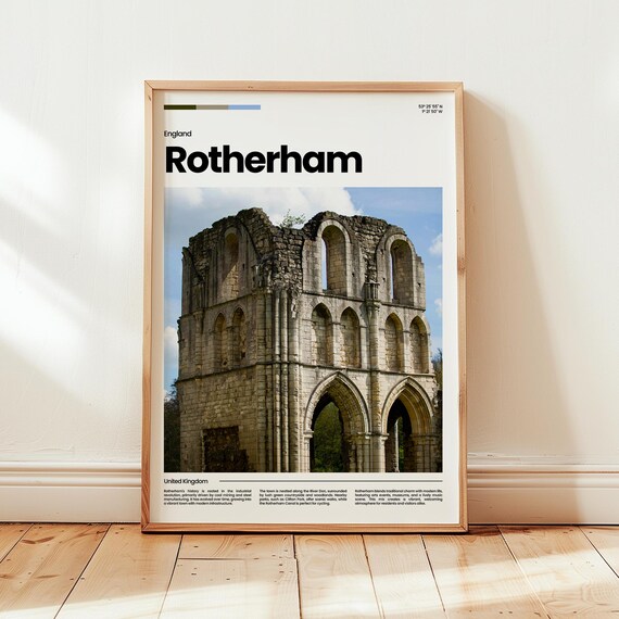 Rotherham England Historic Abbey Ruins Gothic Photo Travel Poster