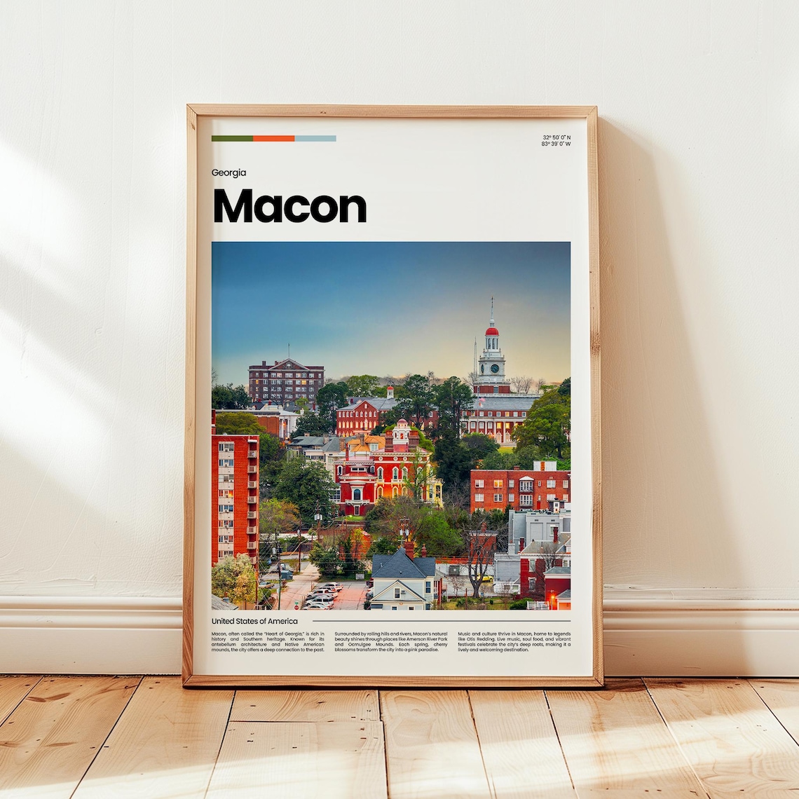 Macon Georgia Downtown Skyline Cityscape Photo Travel Poster